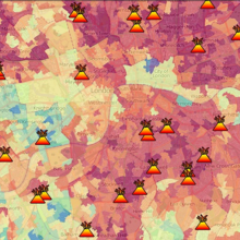Map of London riot location and deprived areas, 2011. CASA, UCL.